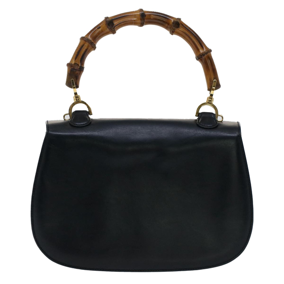 GUCCI Bamboo Hand Bag Leather Black 000.1781 Auth yk8245 - Picture 2 of 16